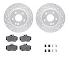 7512-63042 Drilled/Slotted Brake Rotors w/5000 Advanced Brake Pads Kit & Hardware [Silver], 1997-1998 Mercedes-Benz, Position: F - image 1
