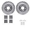 7512-63043 Drilled/Slotted Brake Rotors w/5000 Advanced Brake Pads Kit & Hardware [Silver], 1998-2003 Mercedes-Benz, Position: R - image 1
