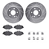 7512-63047 Drilled/Slotted Brake Rotors w/5000 Advanced Brake Pads Kit & Hardware [Silver], 2003-2009 Mercedes-Benz, Position: F - image 1