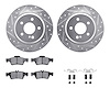 7512-63049 Drilled/Slotted Brake Rotors w/5000 Advanced Brake Pads Kit & Hardware [Silver], 2003-2009 Mercedes-Benz, Position: R - image 1