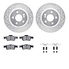 7512-63050 Drilled/Slotted Brake Rotors w/5000 Advanced Brake Pads Kit & Hardware [Silver], 2003-2006 Mercedes-Benz, Position: R - image 1