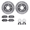 7512-63058 Drilled/Slotted Brake Rotors w/5000 Advanced Brake Pads Kit & Hardware [Silver], 2006-2011 Mercedes-Benz, Position: R - image 1
