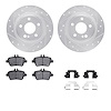 7512-63063 Drilled/Slotted Brake Rotors w/5000 Advanced Brake Pads Kit & Hardware [Silver], 2015-2020 Multiple Makes/Models, Pos - image 1