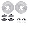 7512-63064 Drilled/Slotted Brake Rotors w/5000 Advanced Brake Pads Kit & Hardware [Silver], 2014-2019 Mercedes-Benz, Position: R - image 1