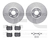 7512-63071 Drilled/Slotted Brake Rotors w/5000 Advanced Brake Pads Kit & Hardware [Silver], Fits Select Mercedes-Benz, Position: - image 1