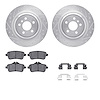 7512-63073 Drilled/Slotted Brake Rotors w/5000 Advanced Brake Pads Kit & Hardware [Silver], 2012-2019 Mercedes-Benz, Position: R - image 1