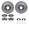 7512-63074 Drilled/Slotted Brake Rotors w/5000 Advanced Brake Pads Kit & Hardware [Silver], 2012-2018 Mercedes-Benz, Position: R - image 1