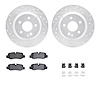 7512-63079 Drilled/Slotted Brake Rotors w/5000 Advanced Brake Pads Kit & Hardware [Silver], Fits Select Mercedes-Benz, Position: - image 1