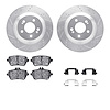 7512-63082 Drilled/Slotted Brake Rotors w/5000 Advanced Brake Pads Kit & Hardware [Silver], 2015-2021 Mercedes-Benz, Position: R - image 1