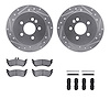 7512-63084 Drilled/Slotted Brake Rotors w/5000 Advanced Brake Pads Kit & Hardware [Silver], 1998-2005 Mercedes-Benz, Position: R - image 1