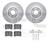 7512-63093 Drilled/Slotted Brake Rotors w/5000 Advanced Brake Pads Kit & Hardware [Silver], 1994-2002 Mercedes-Benz, Position: F - image 1