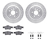 7512-63106 Drilled/Slotted Brake Rotors w/5000 Advanced Brake Pads Kit & Hardware [Silver], 2006-2012 Mercedes-Benz, Position: R - image 1