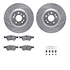 7512-63110 Drilled/Slotted Brake Rotors w/5000 Advanced Brake Pads Kit & Hardware [Silver], 2006-2012 Mercedes-Benz, Position: F - image 1