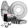 7512-63119 Dimpled & Slotted Brake Rotors w/5000 Advanced Brake Pads Kit & Hardware [Silver], 2009-2015 Mercedes-Benz, Position: - image 1