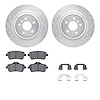 7512-63133 Drilled/Slotted Brake Rotors w/5000 Advanced Brake Pads Kit & Hardware [Silver], 2012-2019 Mercedes-Benz, Position: R - image 1