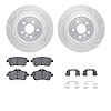7512-63134 Drilled/Slotted Brake Rotors w/5000 Advanced Brake Pads Kit & Hardware [Silver], 2013-2019 Mercedes-Benz, Position: R - image 1
