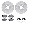 7512-63139 Drilled/Slotted Brake Rotors w/5000 Advanced Brake Pads Kit & Hardware [Silver], 2014-2019 Mercedes-Benz, Position: R - image 1