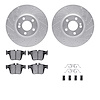 7512-63145 Drilled/Slotted Brake Rotors w/5000 Advanced Brake Pads Kit & Hardware [Silver], Fits Select Mercedes-Benz, Position: - image 1