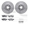 7512-63148 Drilled/Slotted Brake Rotors w/5000 Advanced Brake Pads Kit & Hardware [Silver], 2017-2019 Mercedes-Benz, Position: F - image 1