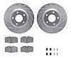 7512-63152 Drilled/Slotted Brake Rotors w/5000 Advanced Brake Pads Kit & Hardware [Silver], 1984-1985 Mercedes-Benz, Position: F - image 1