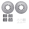 7512-63168 Drilled/Slotted Brake Rotors w/5000 Advanced Brake Pads Kit & Hardware [Silver], 1979-1985 Mercedes-Benz, Position: F - image 1
