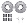 7512-63169 Drilled/Slotted Brake Rotors w/5000 Advanced Brake Pads Kit & Hardware [Silver], 1979-1985 Mercedes-Benz, Position: F - image 1