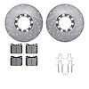 7512-63170 Drilled/Slotted Brake Rotors w/5000 Advanced Brake Pads Kit & Hardware [Silver], 1980-1985 Mercedes-Benz, Position: F - image 1