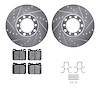 7512-63193 Drilled/Slotted Brake Rotors w/5000 Advanced Brake Pads Kit & Hardware [Silver], 1979-1980 Mercedes-Benz, Position: F - image 1