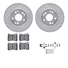 7512-63195 Drilled/Slotted Brake Rotors w/5000 Advanced Brake Pads Kit & Hardware [Silver], 1986-1989 Mercedes-Benz, Position: F - image 1