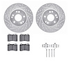 7512-63209 Drilled/Slotted Brake Rotors w/5000 Advanced Brake Pads Kit & Hardware [Silver], 1990-1995 Mercedes-Benz, Position: F - image 1