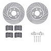 7512-63245 Drilled/Slotted Brake Rotors w/5000 Advanced Brake Pads Kit & Hardware [Silver], 1990-1998 Mercedes-Benz, Position: F - image 1