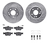 7512-63295 Drilled/Slotted Brake Rotors w/5000 Advanced Brake Pads Kit & Hardware [Silver], 1996-2004 Mercedes-Benz, Position: F - image 1