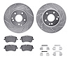 7512-63296 Drilled/Slotted Brake Rotors w/5000 Advanced Brake Pads Kit & Hardware [Silver], 2001-2005 Mercedes-Benz, Position: F - image 1