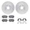 7512-63302 Drilled/Slotted Brake Rotors w/5000 Advanced Brake Pads Kit & Hardware [Silver], 2001-2011 Mercedes-Benz, Position: F - image 1