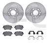 7512-63335 Drilled/Slotted Brake Rotors w/5000 Advanced Brake Pads Kit & Hardware [Silver], 2003-2015 Mercedes-Benz, Position: F - image 1