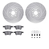 7512-63505 Drilled/Slotted Brake Rotors w/5000 Advanced Brake Pads Kit & Hardware [Silver], 2007-2009 Mercedes-Benz, Position: F - image 1
