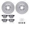7512-63546 Drilled/Slotted Brake Rotors w/5000 Advanced Brake Pads Kit & Hardware [Silver], Fits Select Mercedes-Benz, Position: - image 1