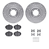 7512-64001 Drilled/Slotted Brake Rotors w/5000 Advanced Brake Pads Kit & Hardware [Silver], 1962-1980 MG, Position: Front - image 1