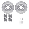 7512-65007 Drilled/Slotted Brake Rotors w/5000 Advanced Brake Pads Kit & Hardware [Silver], 1997-2008 GM, Position: Rear - image 1