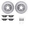 7512-65008 Drilled/Slotted Brake Rotors w/5000 Advanced Brake Pads Kit & Hardware [Silver], 1999-2010 GM, Position: Rear - image 1