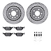 7512-65011 Drilled/Slotted Brake Rotors w/5000 Advanced Brake Pads Kit & Hardware [Silver], 2002-2010 GM, Position: Rear - image 1
