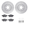 7512-65015 Drilled/Slotted Brake Rotors w/5000 Advanced Brake Pads Kit & Hardware [Silver], 2003-2011 GM, Position: Front - image 1