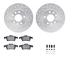 7512-65016 Drilled/Slotted Brake Rotors w/5000 Advanced Brake Pads Kit & Hardware [Silver], 2003-2011 GM, Position: Rear - image 1