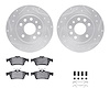 7512-65017 Drilled/Slotted Brake Rotors w/5000 Advanced Brake Pads Kit & Hardware [Silver], 2003-2003 GM, Position: Rear - image 1