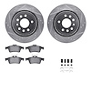 7512-65018 Drilled/Slotted Brake Rotors w/5000 Advanced Brake Pads Kit & Hardware [Silver], 2003-2011 GM, Position: Rear - image 1