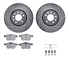 7512-65020 Drilled/Slotted Brake Rotors w/5000 Advanced Brake Pads Kit & Hardware [Silver], 2003-2011 GM, Position: Front - image 1