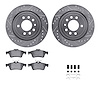 7512-65022 Drilled/Slotted Brake Rotors w/5000 Advanced Brake Pads Kit & Hardware [Silver], 2008-2011 GM, Position: Rear - image 1