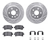 7512-65025 Drilled/Slotted Brake Rotors w/5000 Advanced Brake Pads Kit & Hardware [Silver], 2011-2013 GM, Position: Rear - image 1