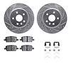 7512-65027 Drilled/Slotted Brake Rotors w/5000 Advanced Brake Pads Kit & Hardware [Silver], Fits Select GM, Position: Rear - image 1