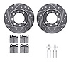7512-65028 Drilled/Slotted Brake Rotors w/5000 Advanced Brake Pads Kit & Hardware [Silver], 1969-1974 GM, Position: Rear - image 1